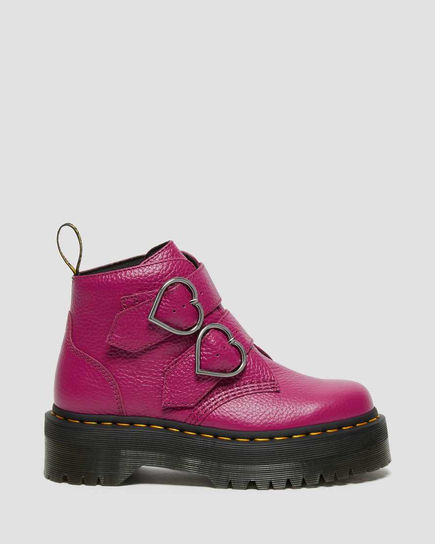 pink dr martens devon heart womens platform boots