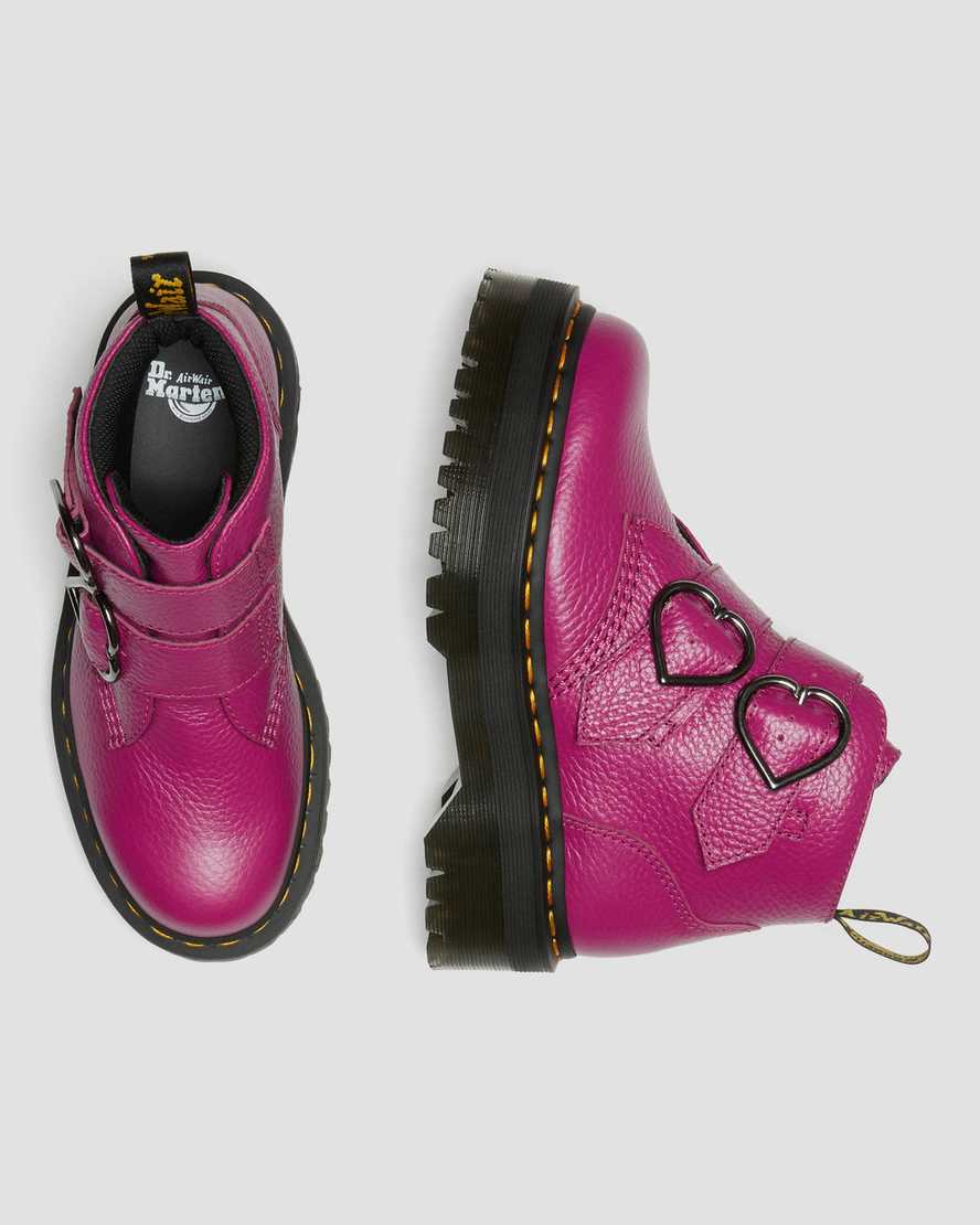 pink dr martens devon heart womens platform boots
