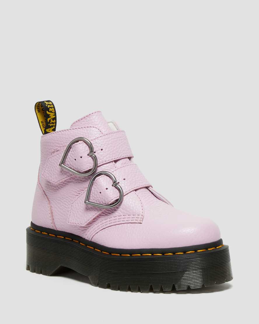pink dr martens devon heart womens platform boots