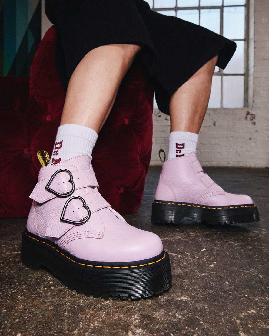 pink dr martens devon heart womens platform boots