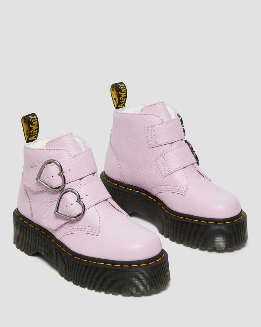 pink dr martens devon heart womens platform boots