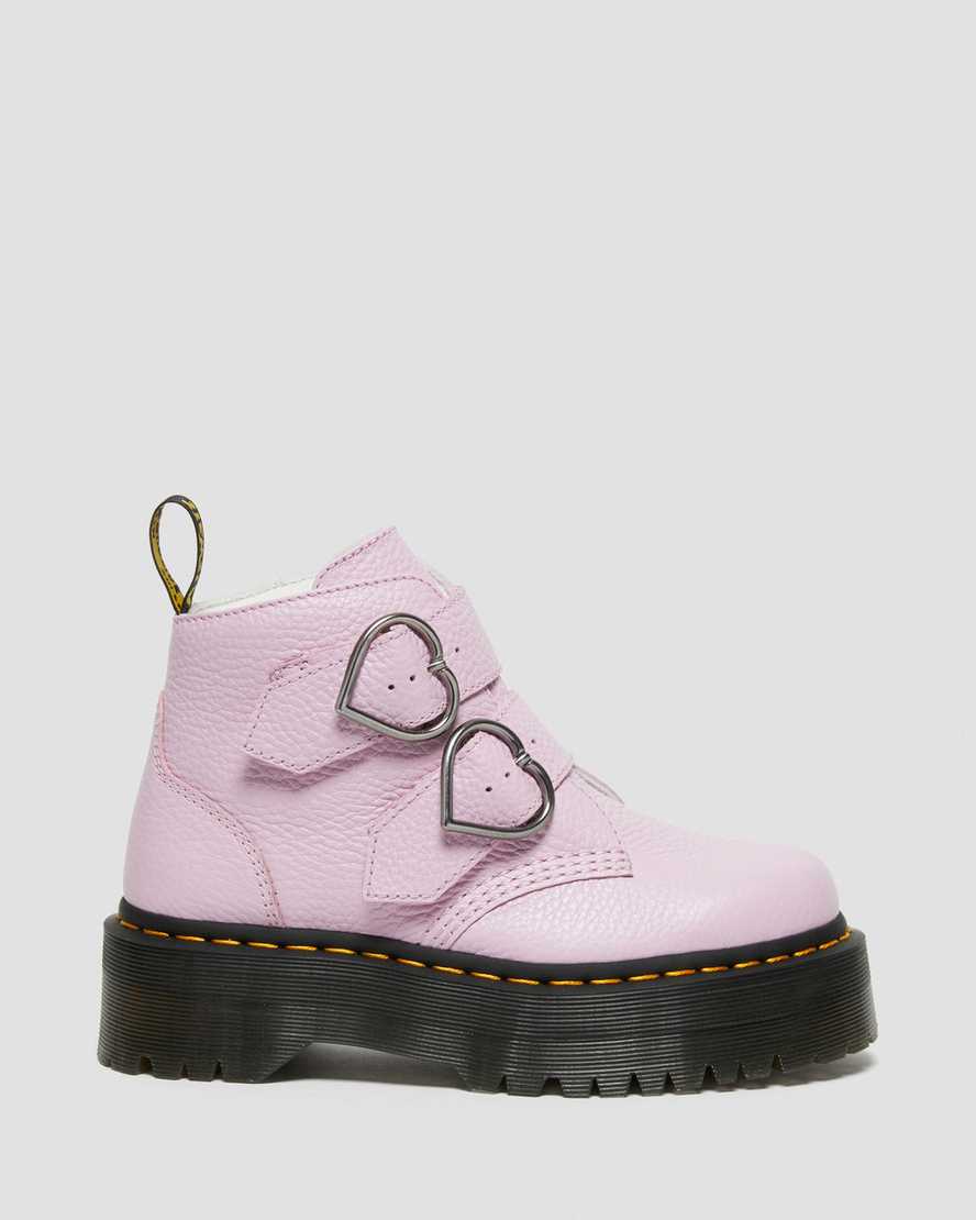 pink dr martens devon heart womens platform boots
