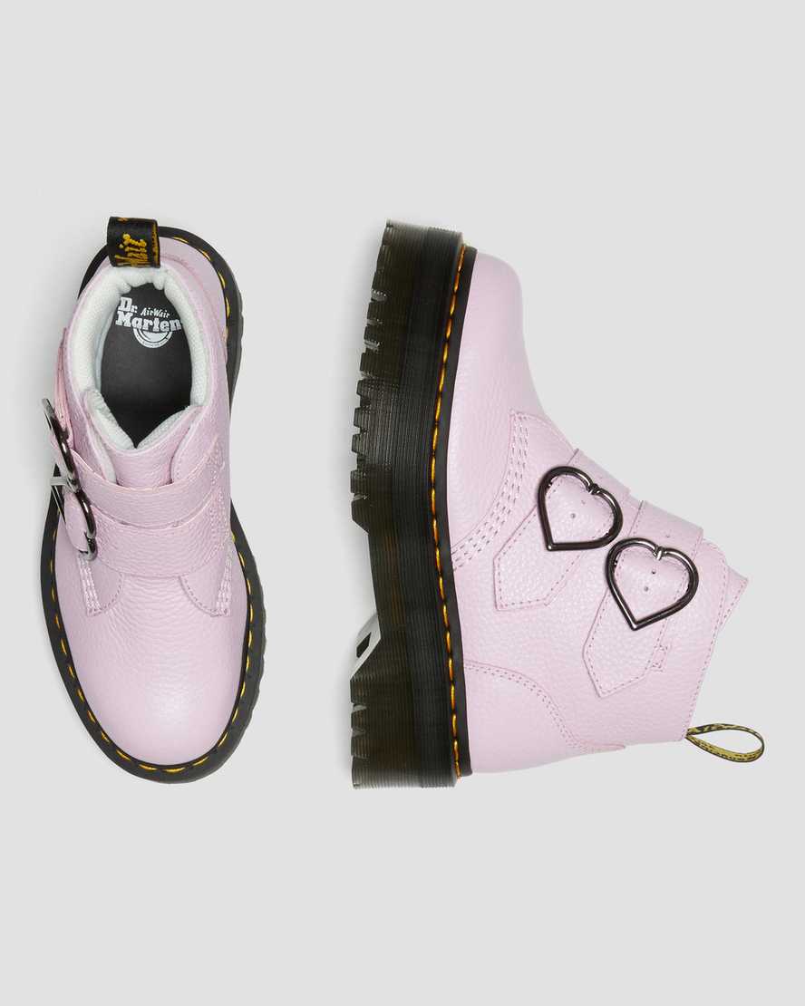 pink dr martens devon heart womens platform boots
