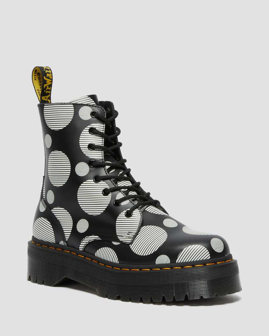 black dr martens jadon polka dot smooth womens platform boots