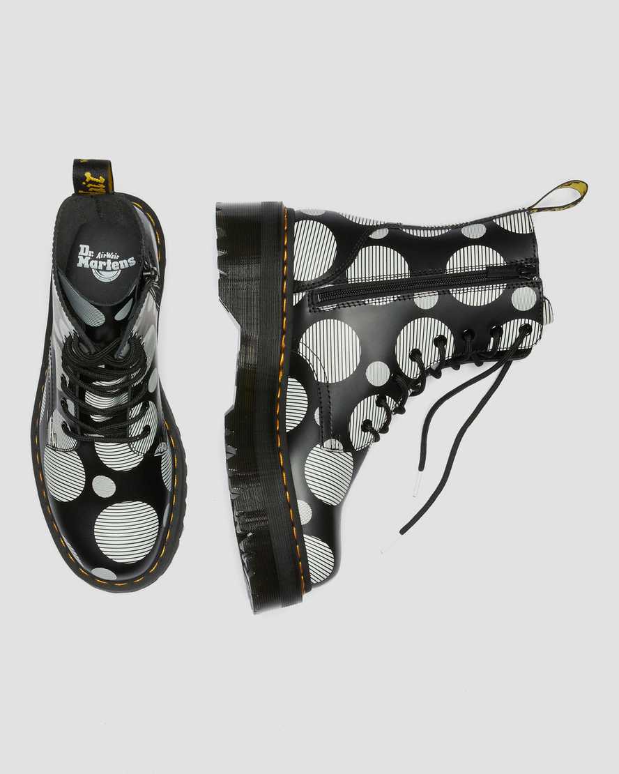 black dr martens jadon polka dot smooth womens platform boots