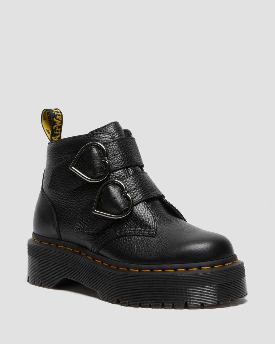black dr martens devon heart womens platform boots