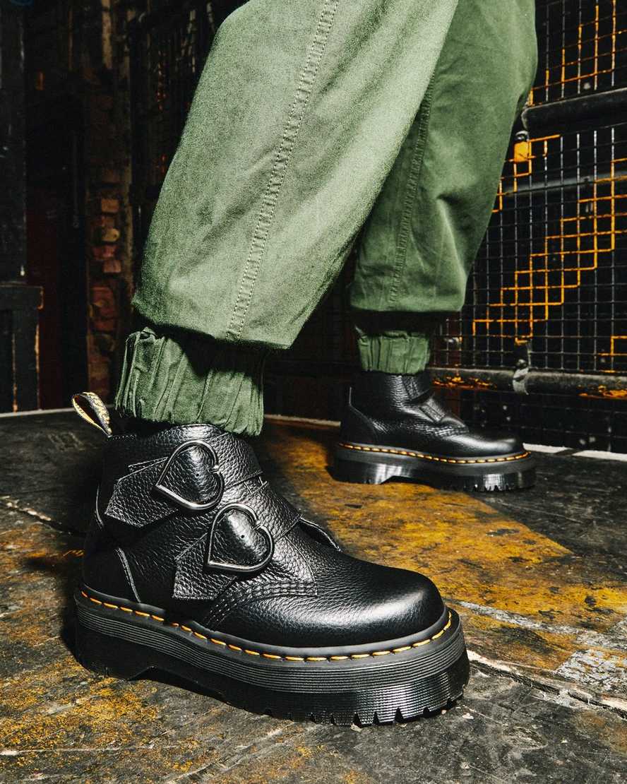 black dr martens devon heart womens platform boots