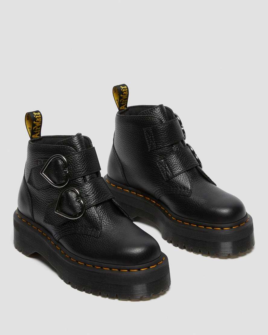 black dr martens devon heart womens platform boots