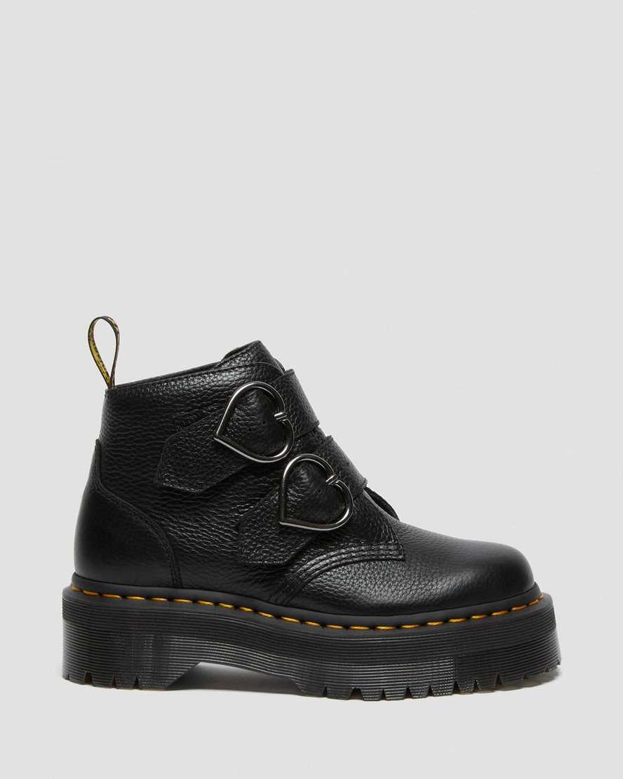 black dr martens devon heart womens platform boots