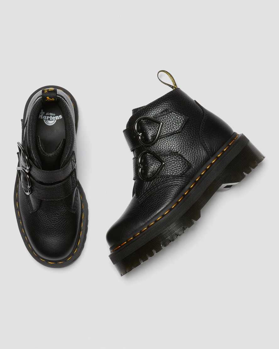 black dr martens devon heart womens platform boots