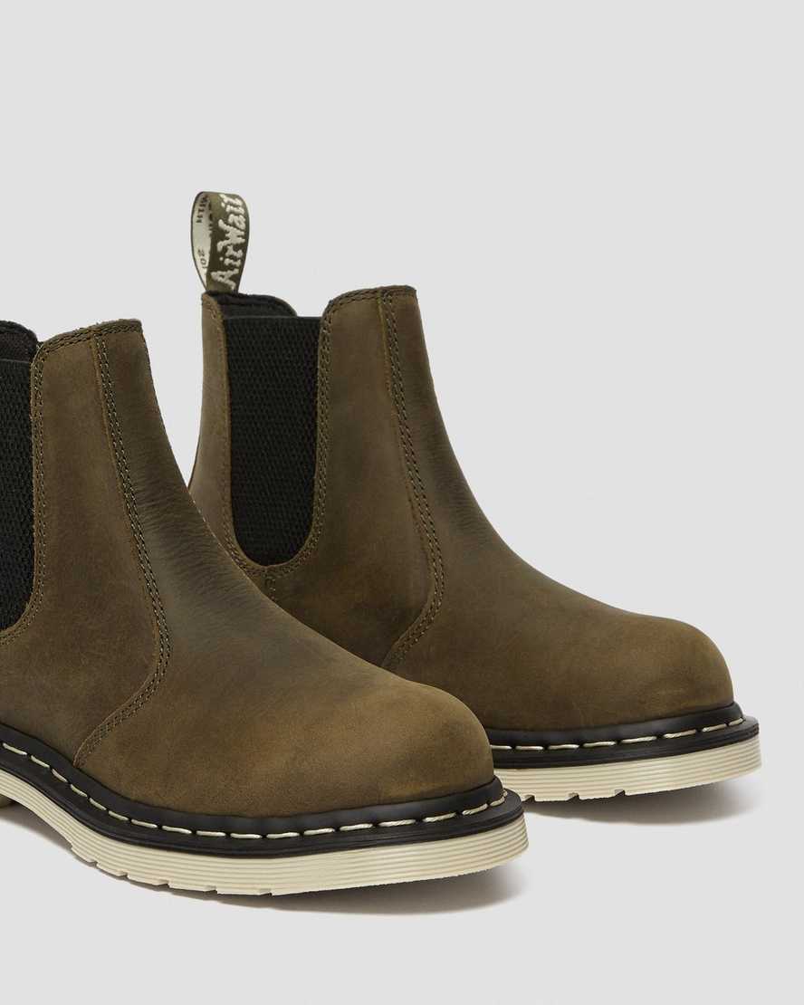 olive dr martens arbor steel toe chelsea womens work boots