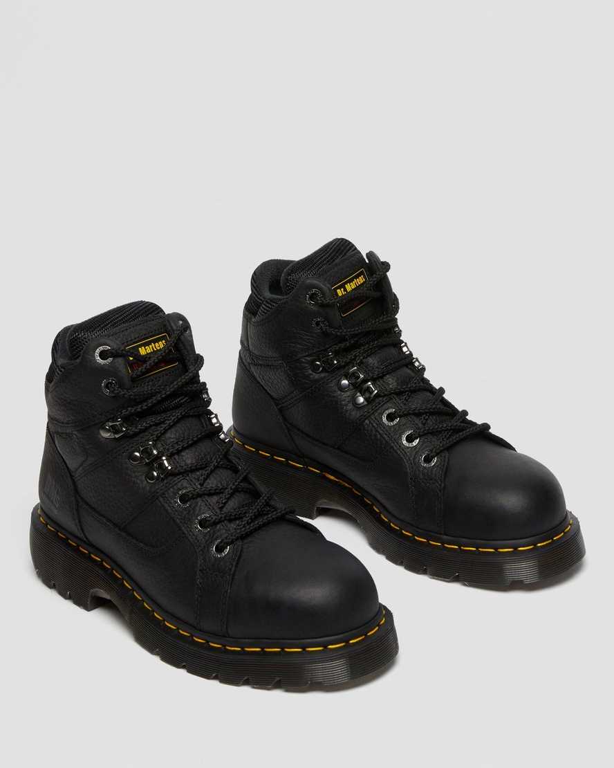 black dr martens ironbridge grizzly steel toe womens work boots
