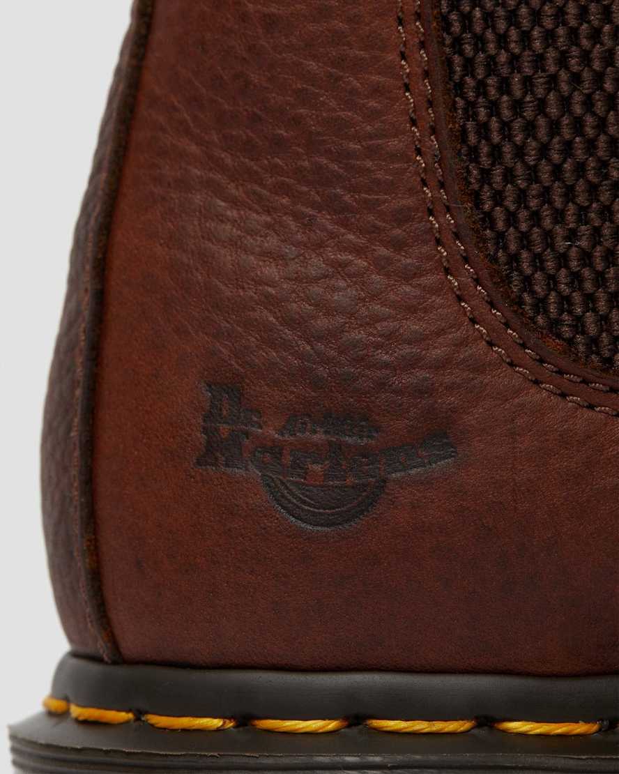 brown dr martens arbor steel toe womens work boots