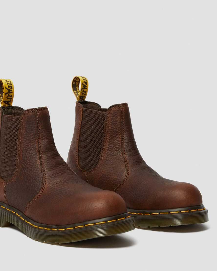 brown dr martens arbor steel toe womens work boots