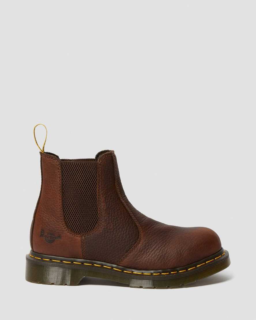 brown dr martens arbor steel toe womens work boots
