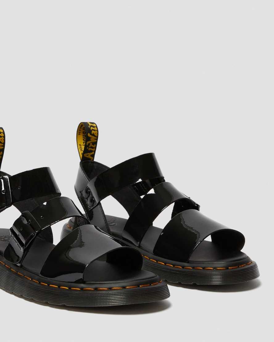 black dr martens gryphon patent womens gladiator sandals