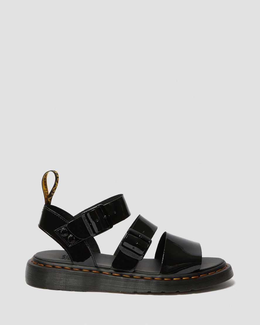 black dr martens gryphon patent womens gladiator sandals