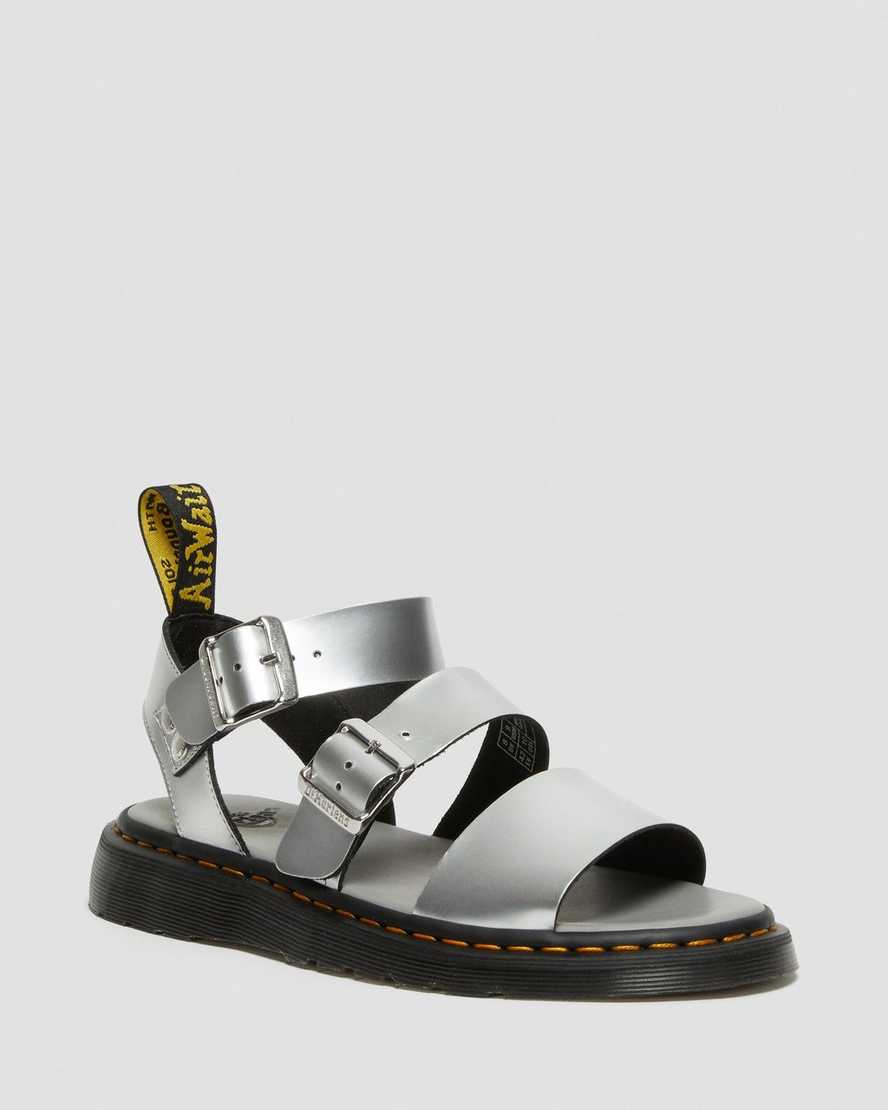 silver dr martens gryphon metallic womens gladiator sandals