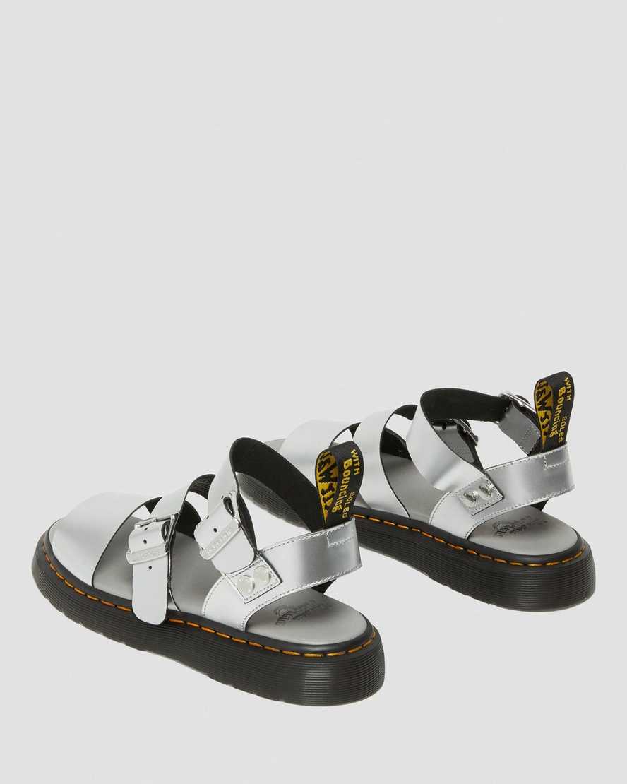 silver dr martens gryphon metallic womens gladiator sandals