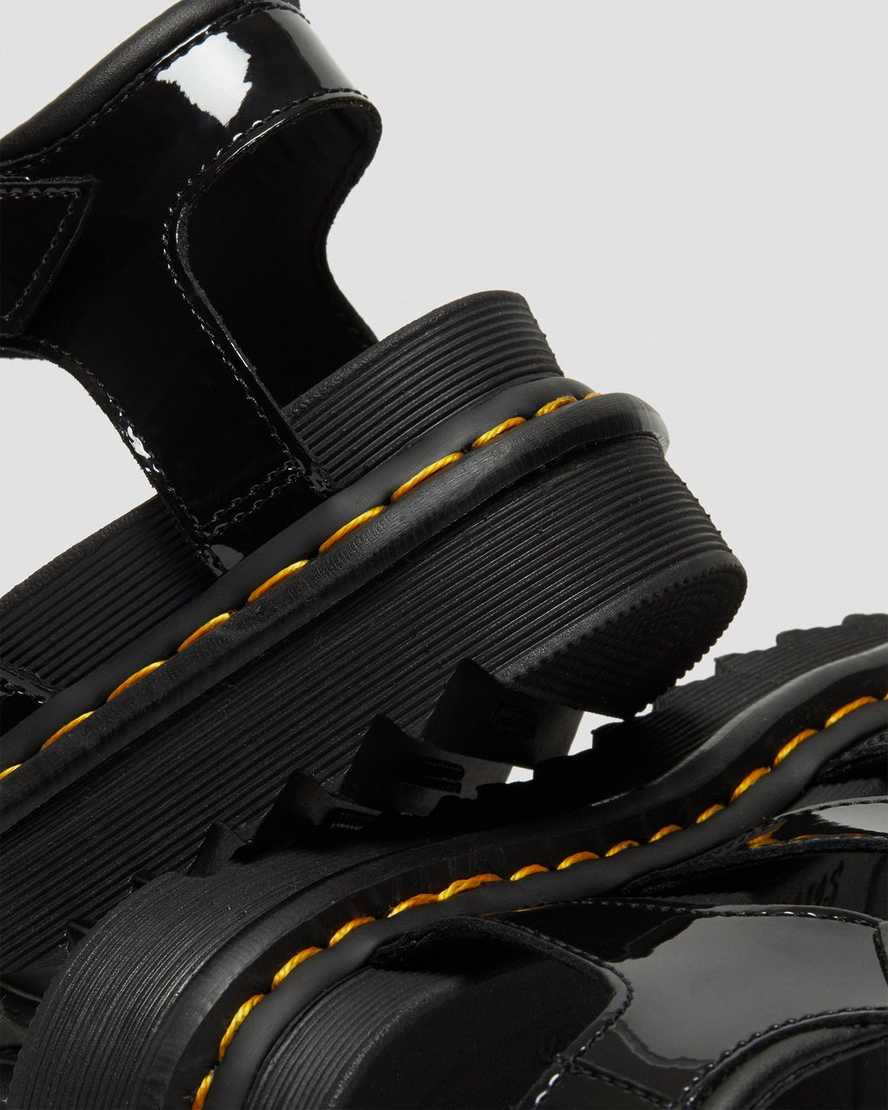 black dr martens blaire patent womens gladiator sandals
