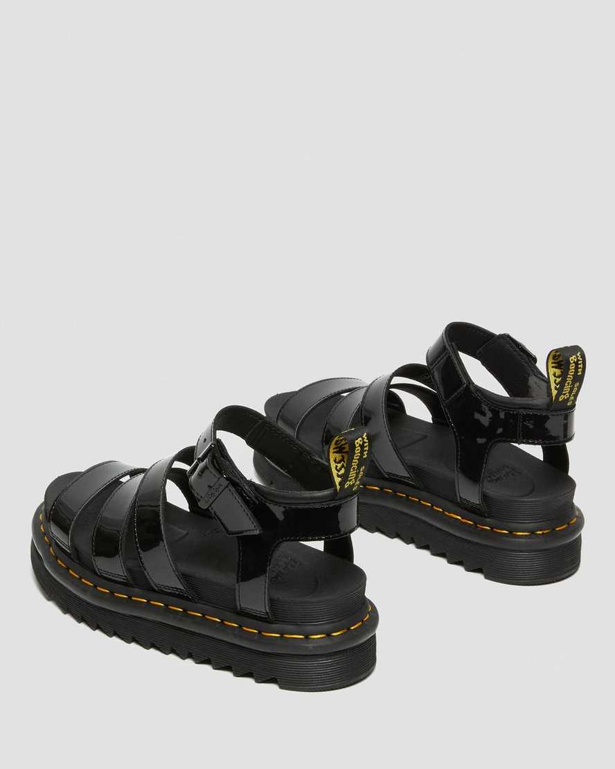 black dr martens blaire patent womens gladiator sandals