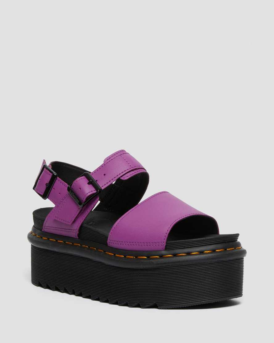 purple dr martens voss strap womens platform sandals