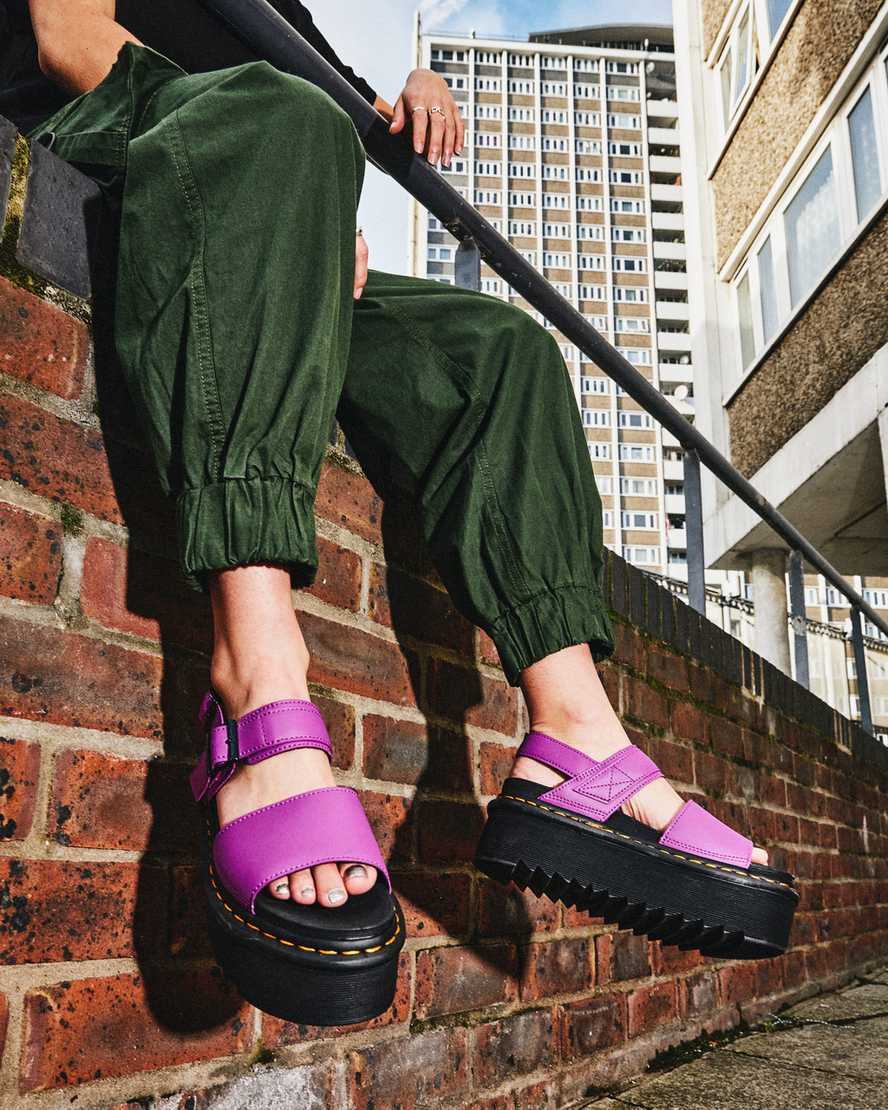purple dr martens voss strap womens platform sandals