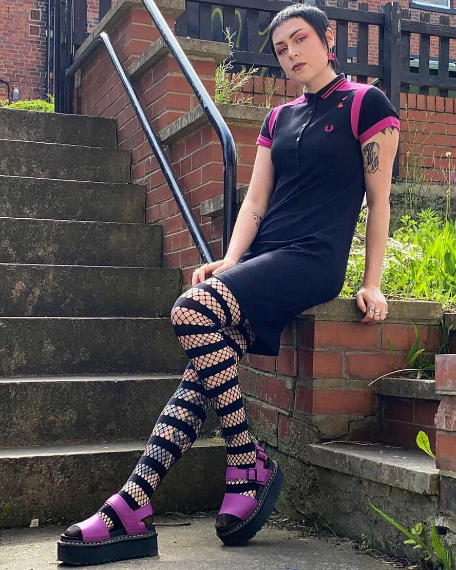 purple dr martens voss strap womens platform sandals