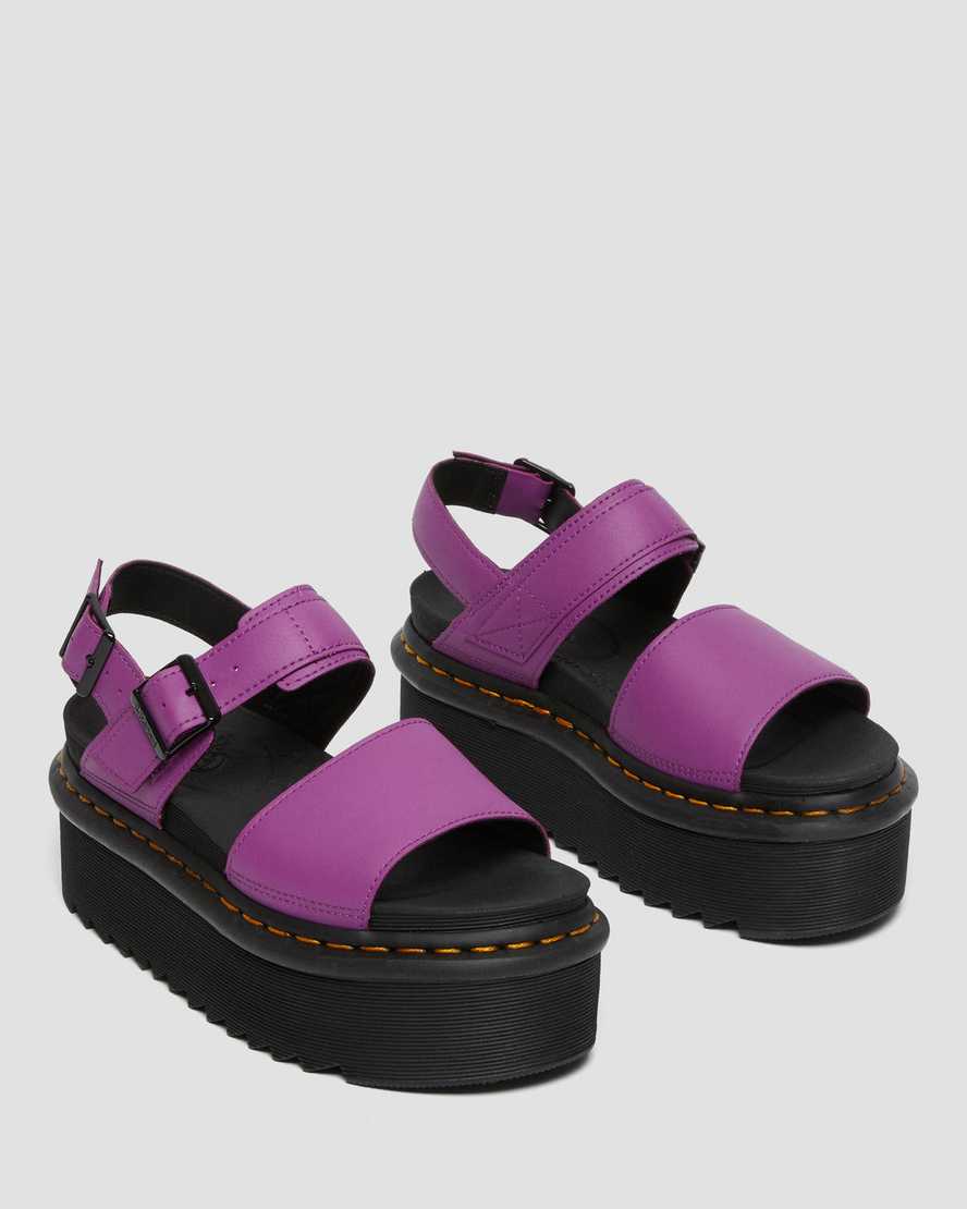 purple dr martens voss strap womens platform sandals
