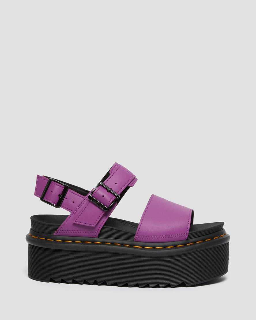 purple dr martens voss strap womens platform sandals