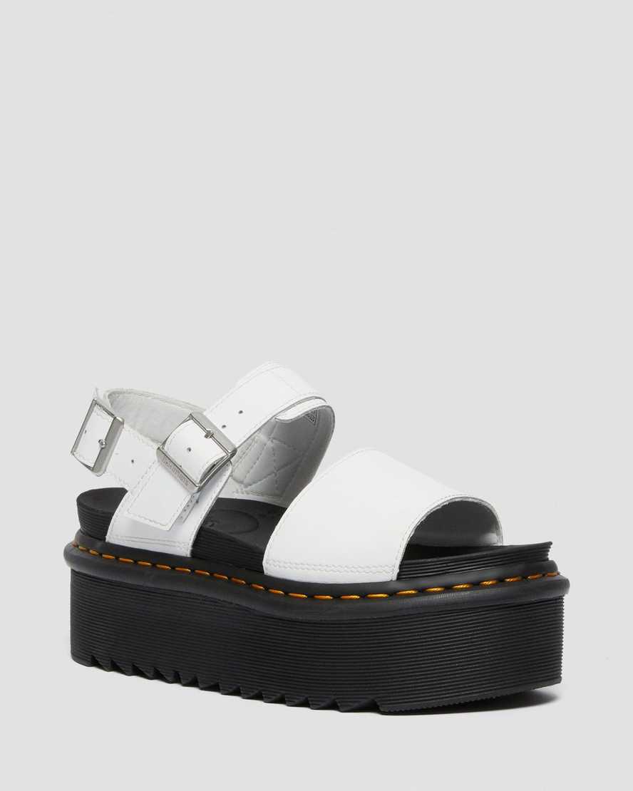 white dr martens voss strap womens platform sandals