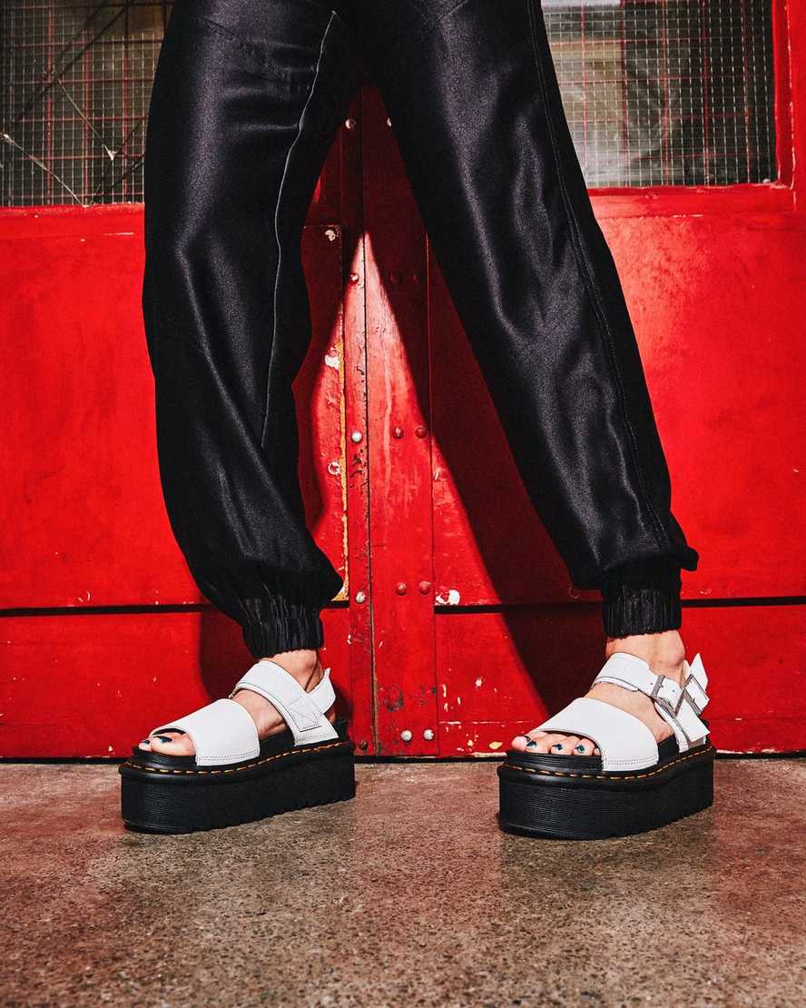 white dr martens voss strap womens platform sandals