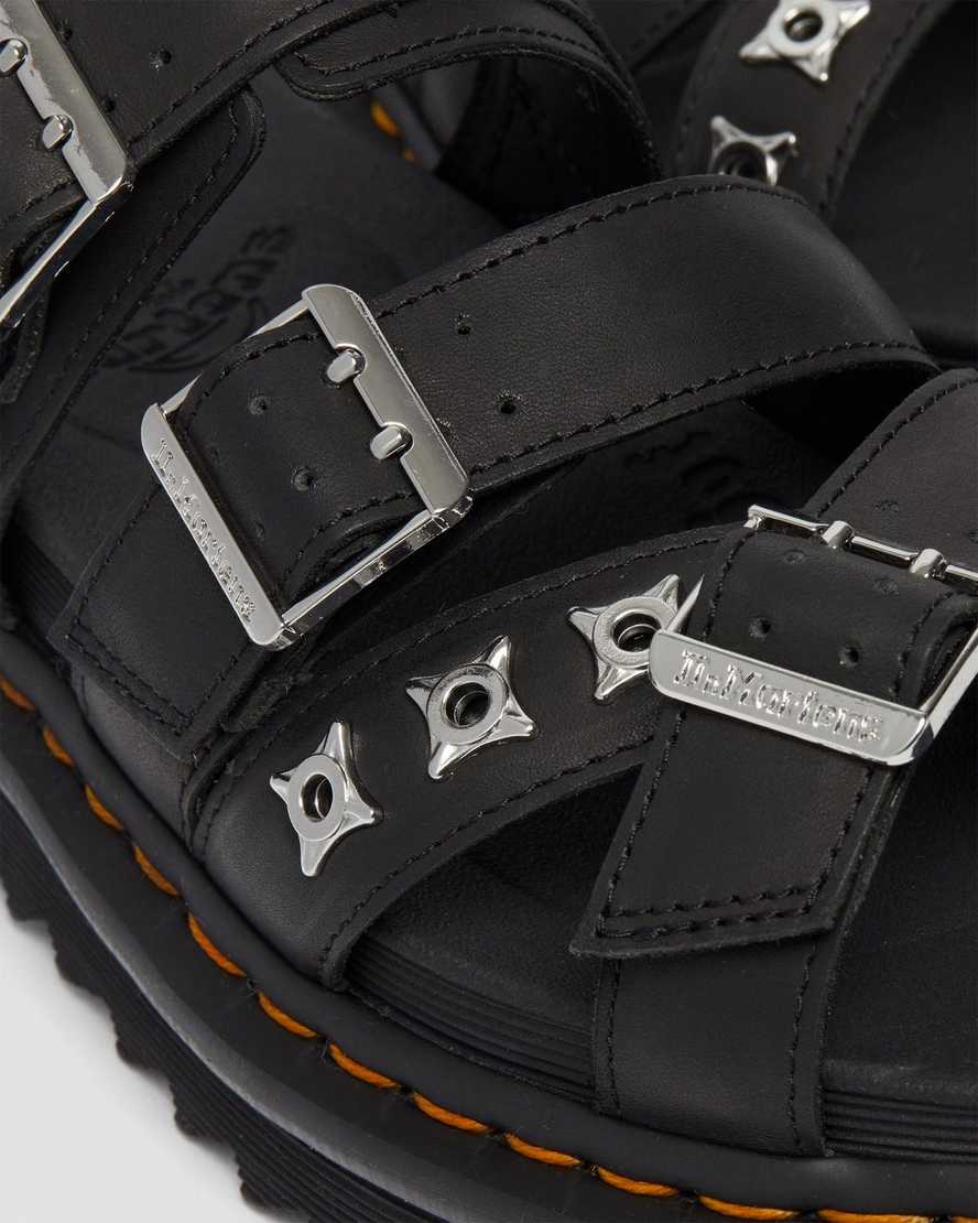 black dr martens ryker ii hardware strap womens slide sandals