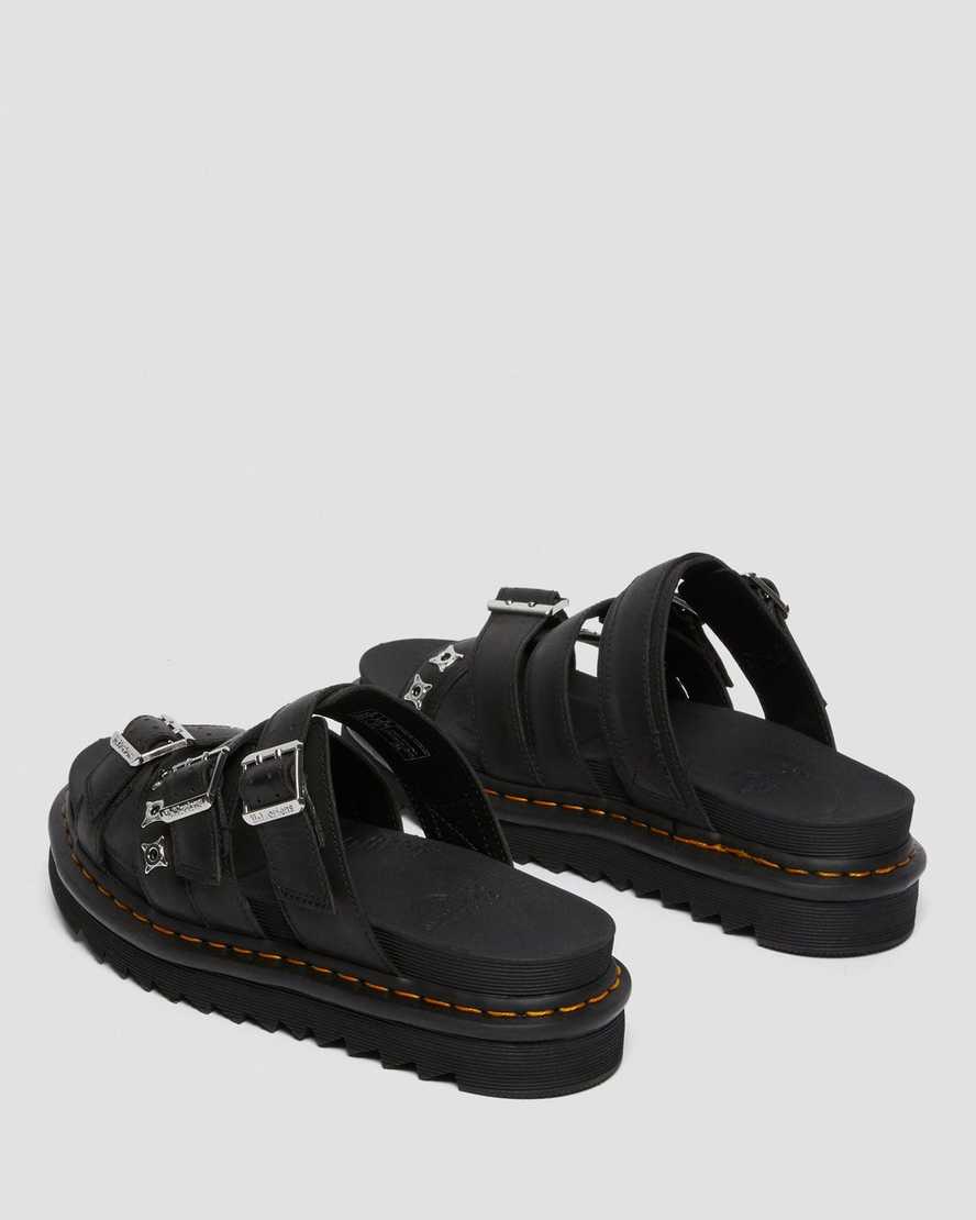 black dr martens ryker ii hardware strap womens slide sandals