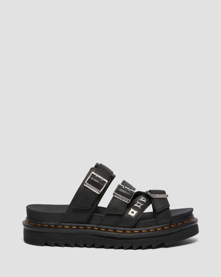 black dr martens ryker ii hardware strap womens slide sandals