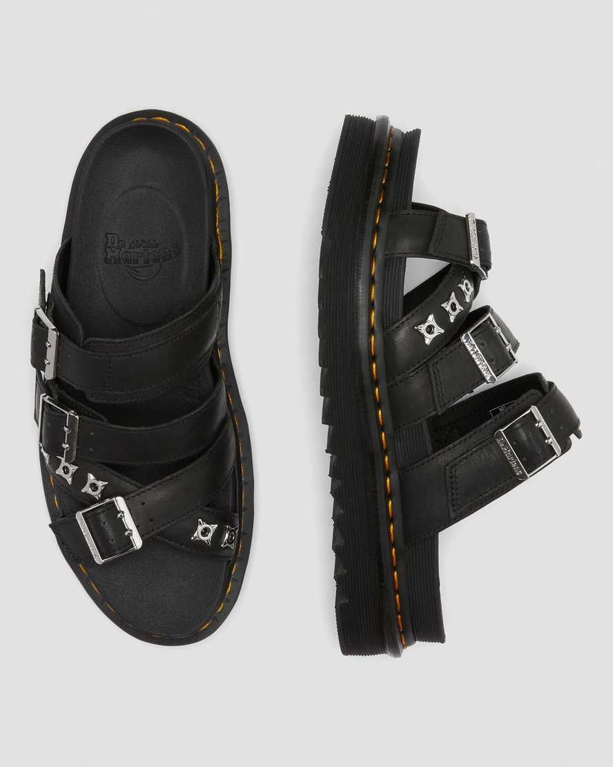 black dr martens ryker ii hardware strap womens slide sandals