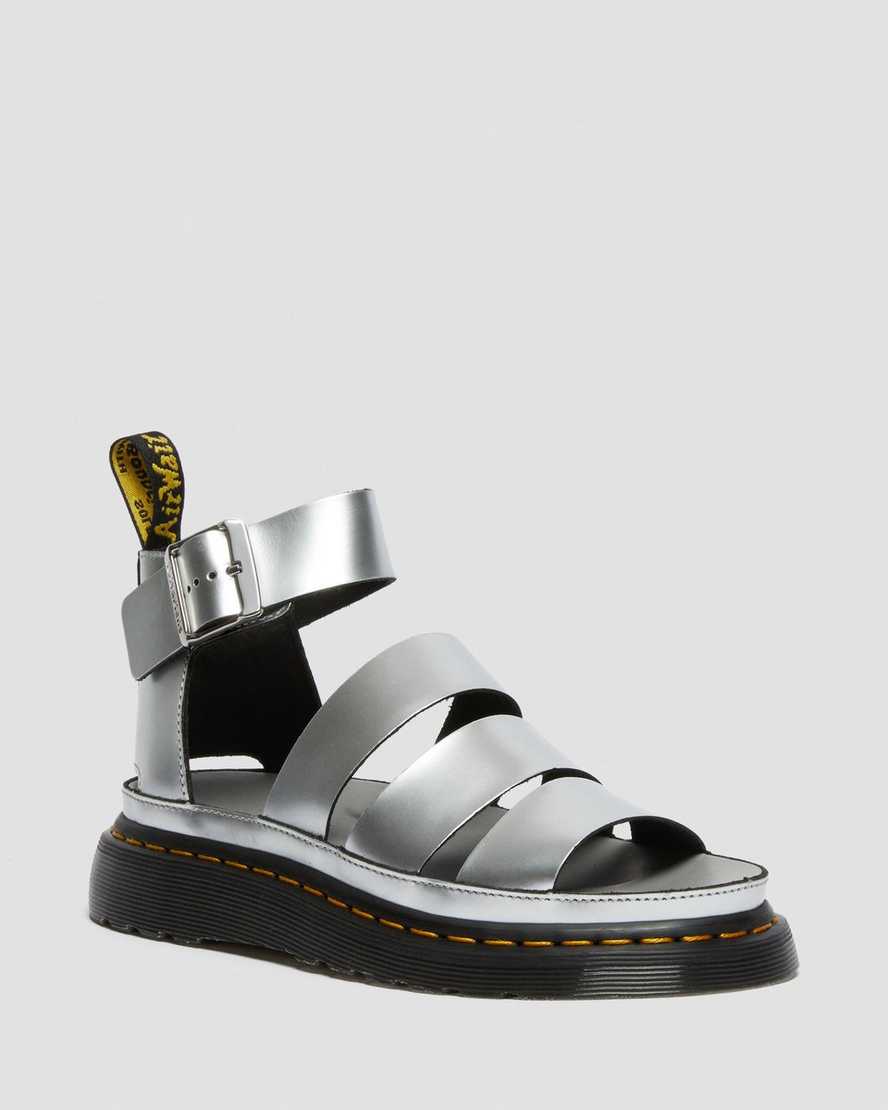 silver dr martens clarissa ii metallic womens sandals