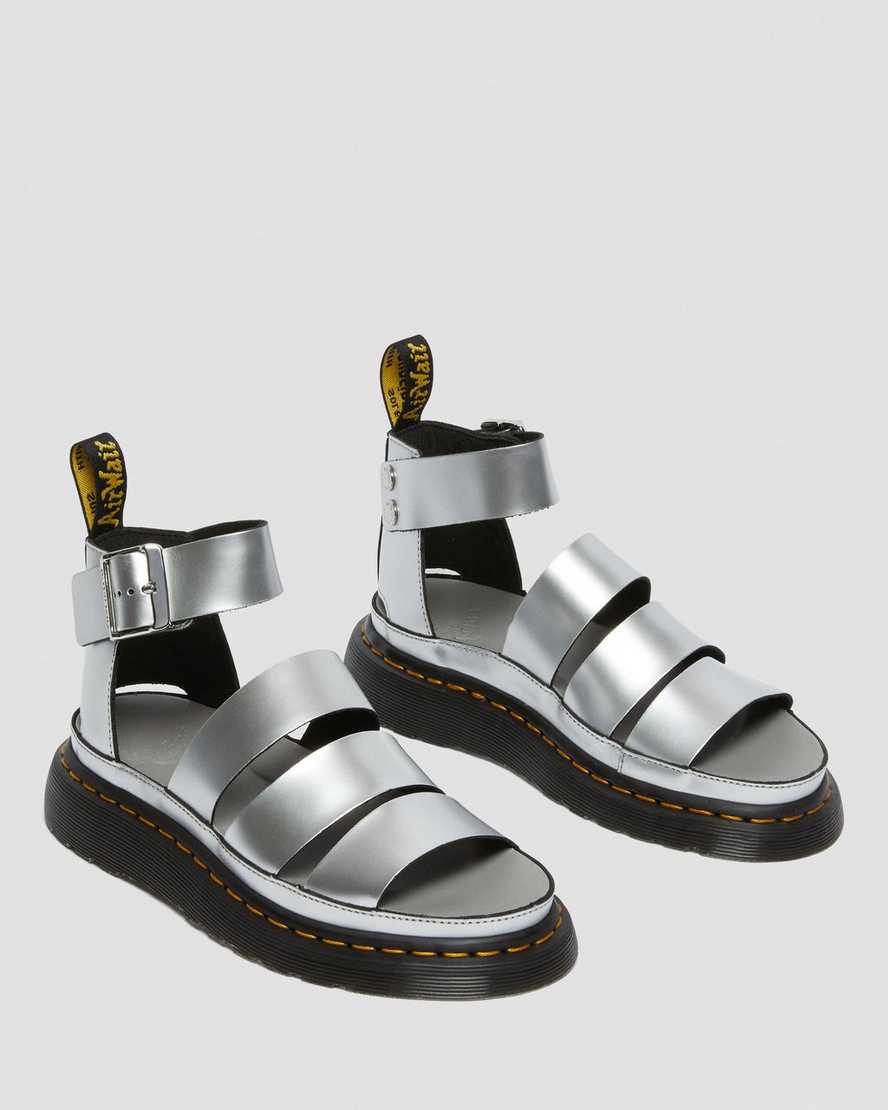silver dr martens clarissa ii metallic womens sandals