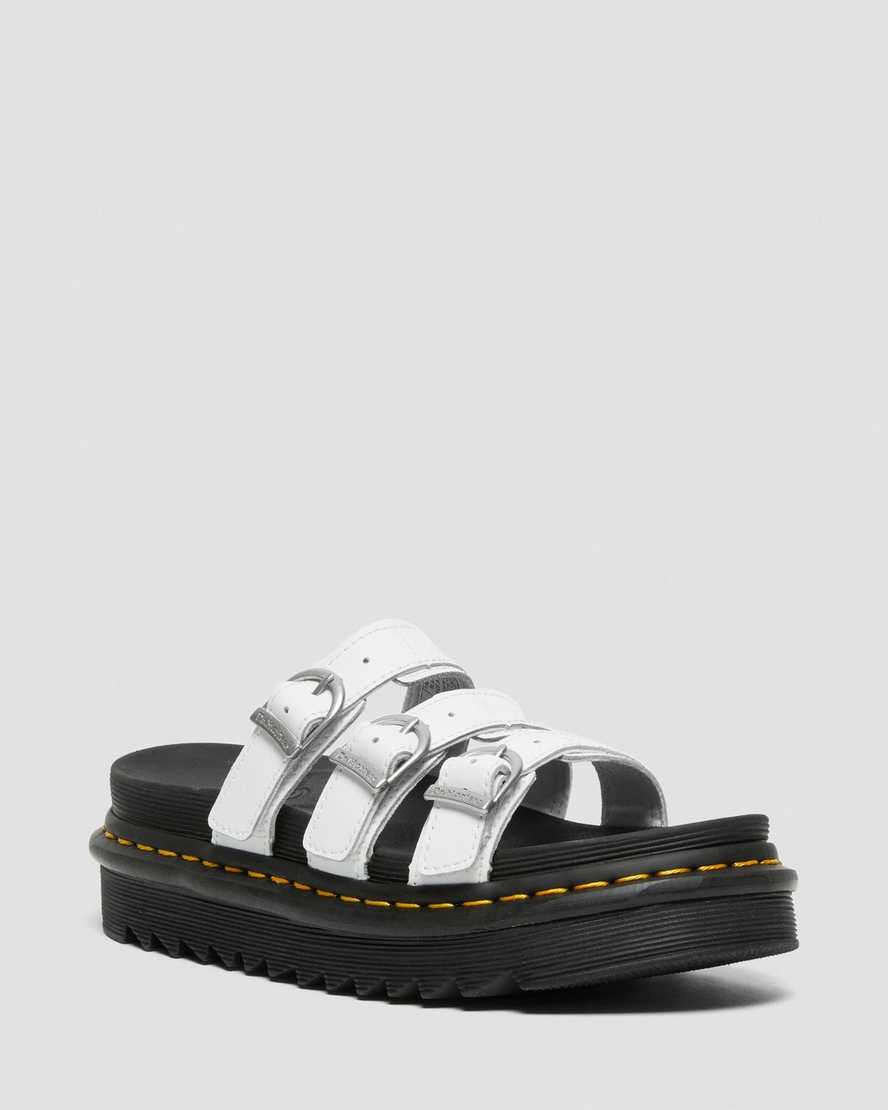 white dr martens blaire womens slide sandals