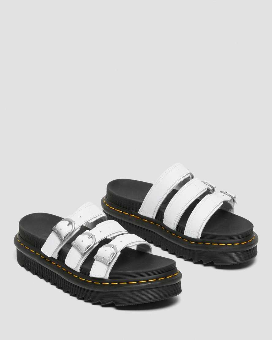 white dr martens blaire womens slide sandals