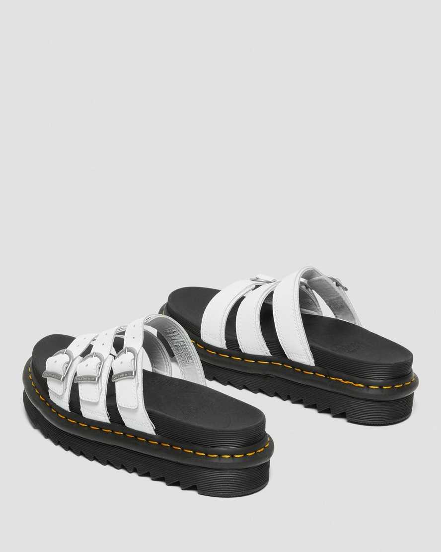 white dr martens blaire womens slide sandals