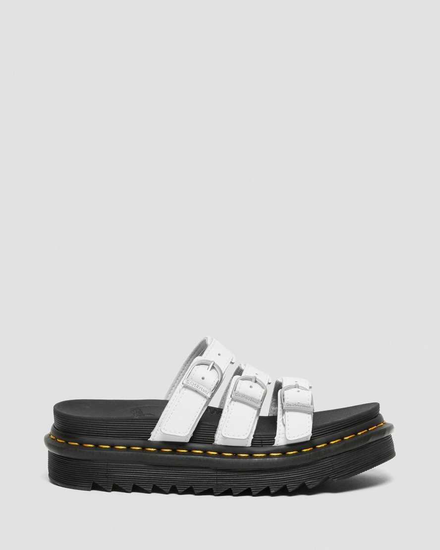 white dr martens blaire womens slide sandals
