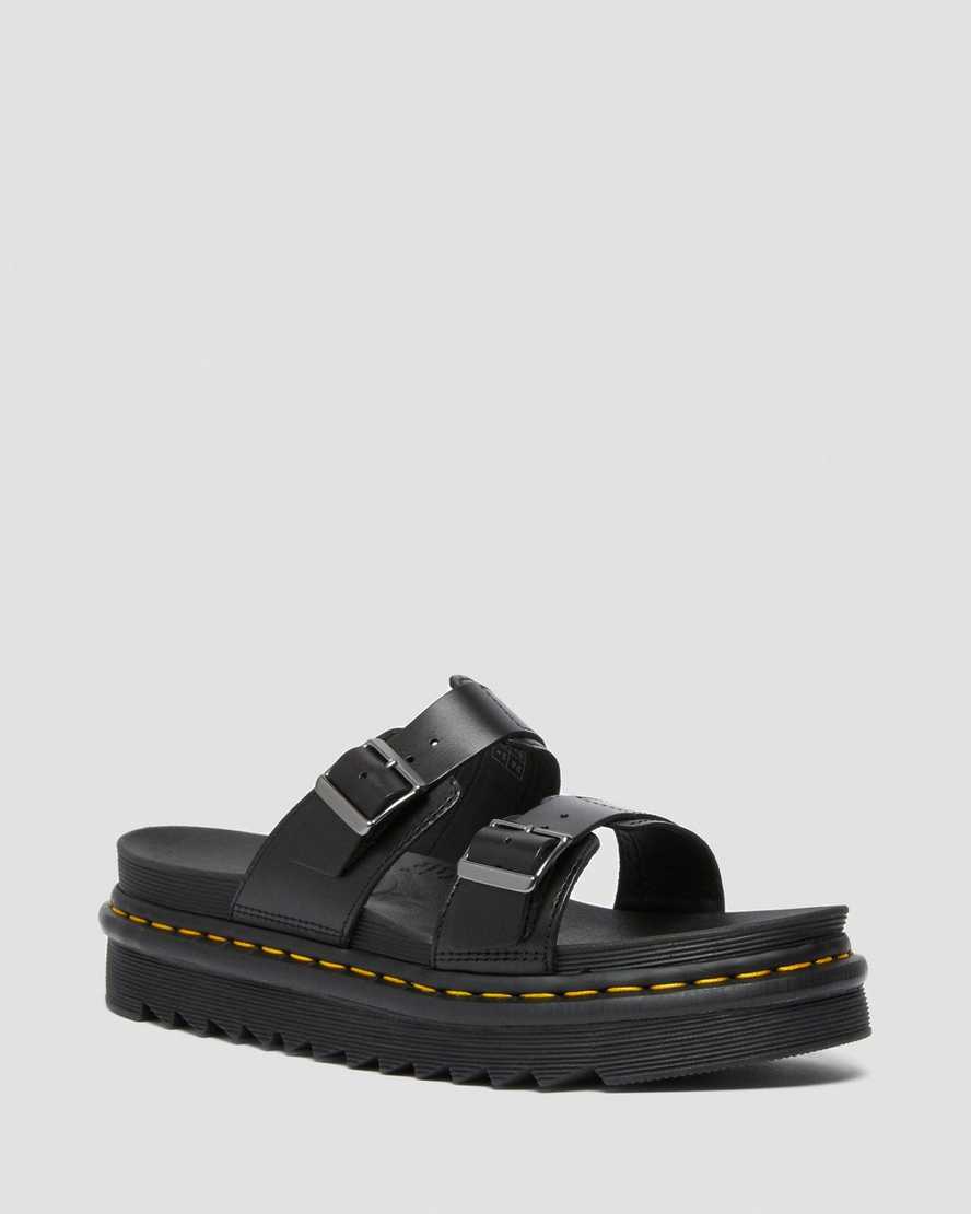 black dr martens myles brando buckle womens slide sandals