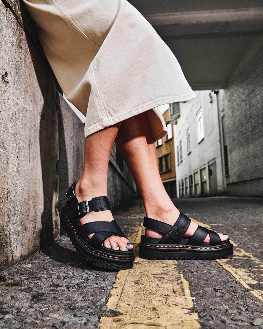 black dr martens voss ii womens strap sandals