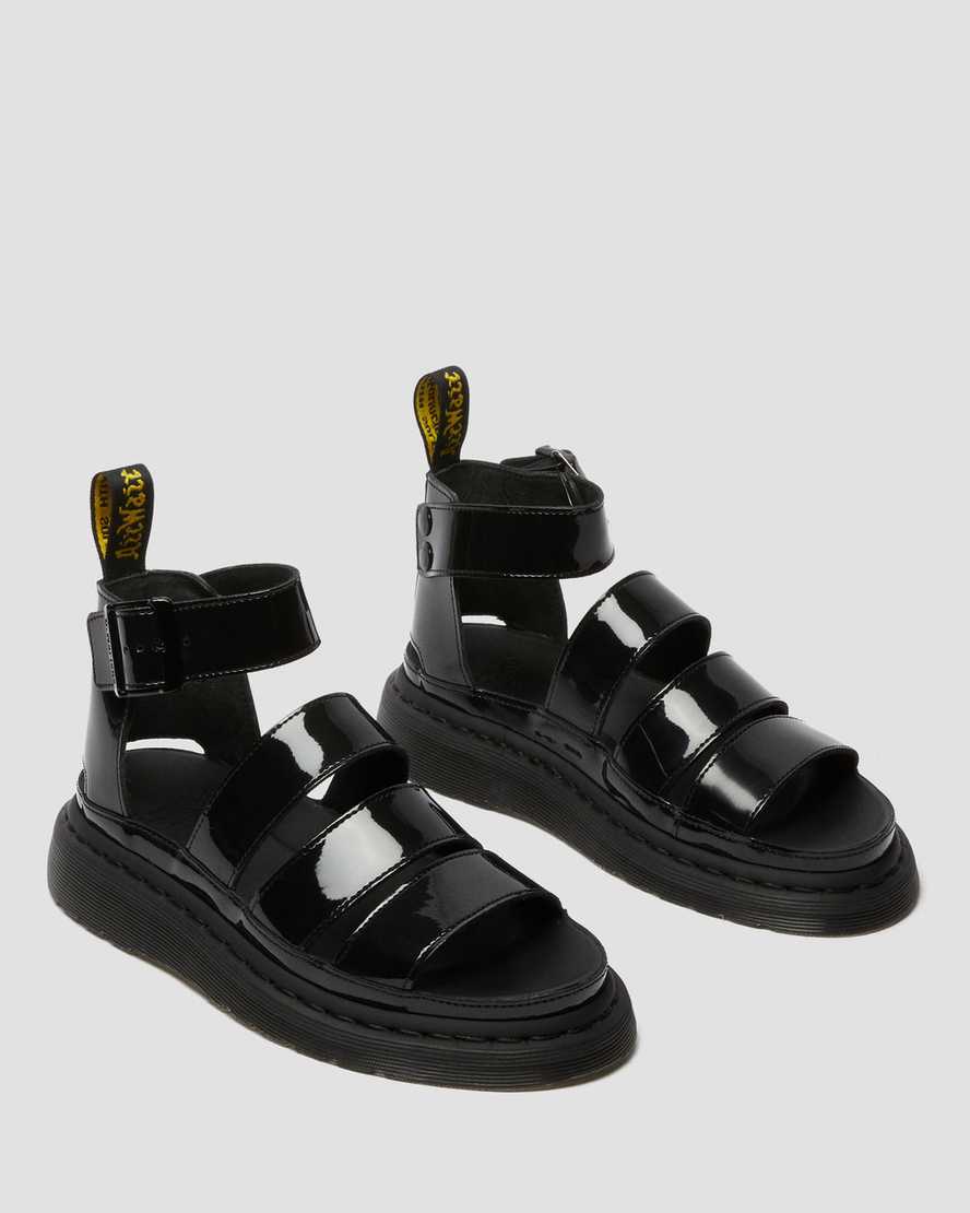 black dr martens clarissa ii patent womens strap sandals
