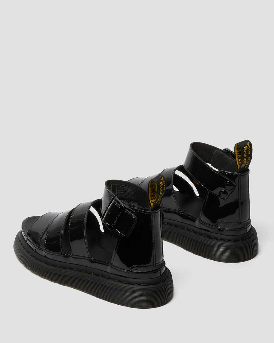 black dr martens clarissa ii patent womens strap sandals