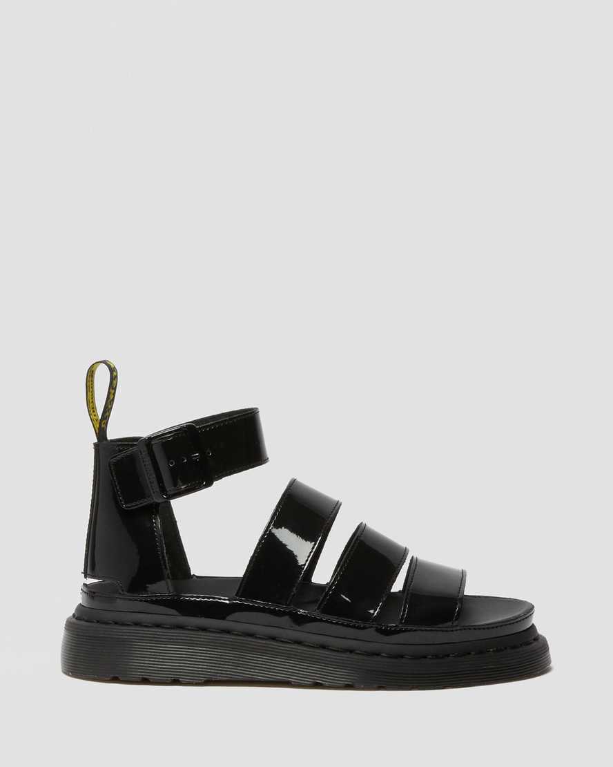 black dr martens clarissa ii patent womens strap sandals