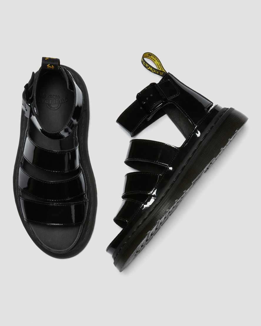 black dr martens clarissa ii patent womens strap sandals