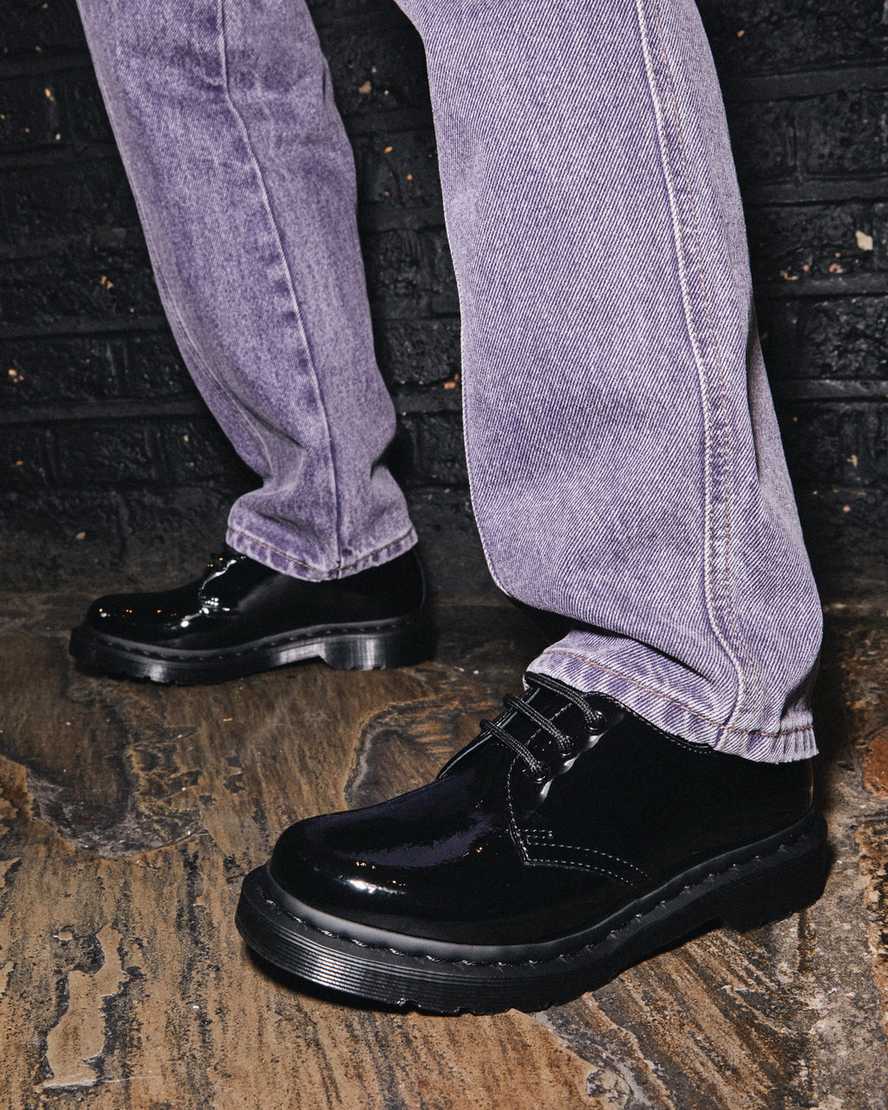 black dr martens 1461 mono patent womens casual shoes