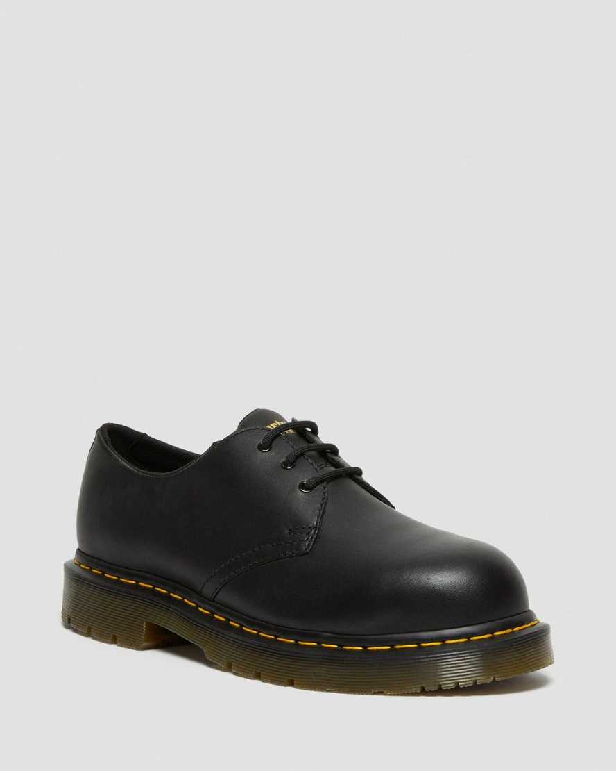 black dr martens 1461 slip resistant steel toe womens casual shoes